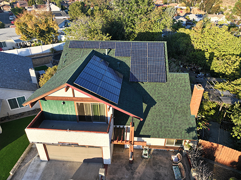 Re-roof San Diego This home was reroofed by Richardson Roofing. It is an Owens Corning "Duration" asphalt shingle roof with solar panels. The home is located in Mira Mesa, San Diego